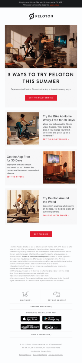 3 ways to try peloton commitment free