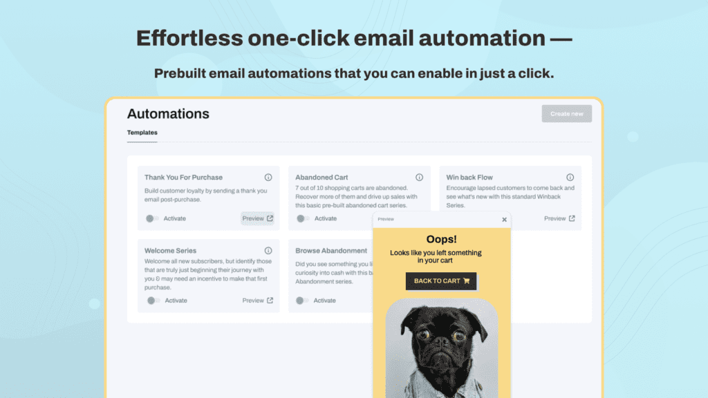 Effortless one-click email automation
