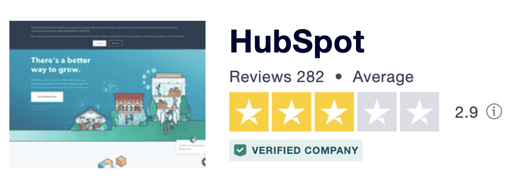 HubSpot review rating on Trustpilot